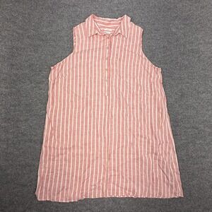 C&C California Shirt Dress Womens 2X Pink Striped Linen Sleeveless Knee Length